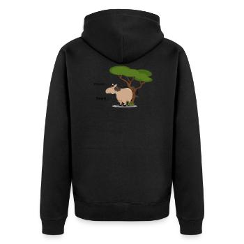 Dickes Pferd schrubbt seinen Po - Unisex Premium Bio Zip Hoodie - Schwarz - Hinten - Nico (187cm)