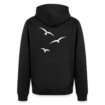 Drei Vögel Silhouette - Unisex Premium Bio Zip Hoodie - Schwarz - Hinten - Nico (187cm)