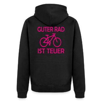 Fun Spaß Lustige - Unisex Premium Bio Zip Hoodie - Schwarz - Hinten - Nico (187cm)