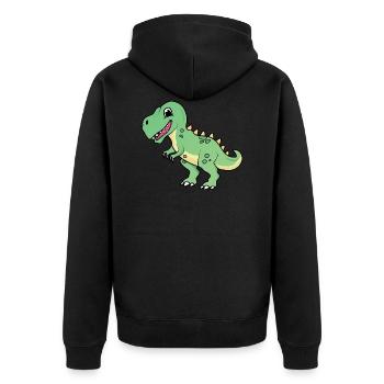 Dinosaurier | T-rex | Tyrannosaurus | süß | Kind - Unisex Premium Bio Zip Hoodie - Schwarz - Hinten - Nico (187cm)