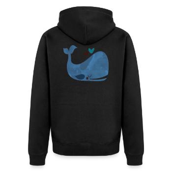 Blue Whale Bliss - Unisex Premium Organic Zip Hoodie - black - Back - Nico (187cm)