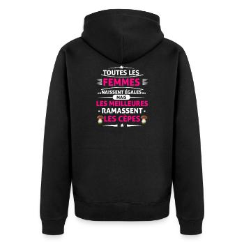 ramasseuse de cèpes Cadeau cèpes humour - Veste à capuche bio Premium Unisexe - noir - Dos - Nico (187cm)