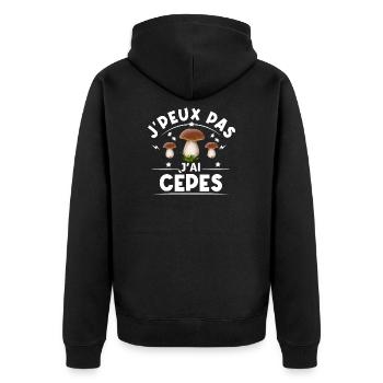 Je peux pas j'ai cèpes humour champignons cèpes - Veste à capuche bio Premium Unisexe - noir - Dos - Nico (187cm)