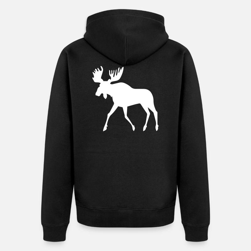 elch - Unisex Premium Bio Zip Hoodie - Schwarz