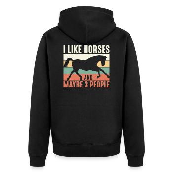 I Like Horses And Maybe 3 People Horses Horse Ride - Unisex Premium Bio Zip Hoodie - Schwarz - Hinten - Nico (187cm)