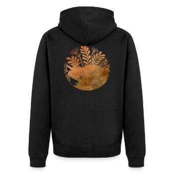Lis - Fuchs - Unisex Premium Bio Zip Hoodie - Schwarz - Hinten - Nico (187cm)