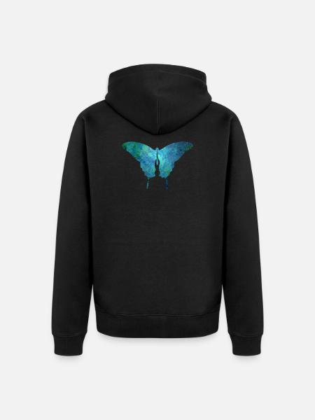butterfly - Unisex Premium Organic Zip Hoodie - black