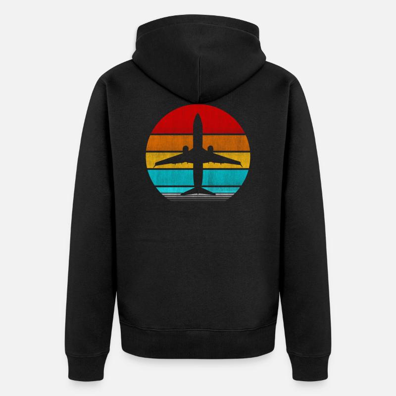Flugzeug - Unisex Premium Bio Zip Hoodie - Schwarz