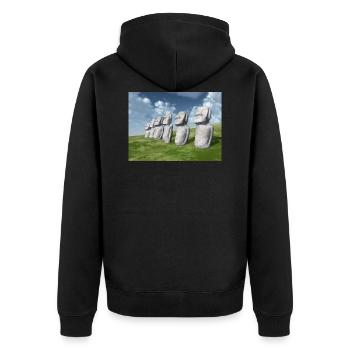 Statues Moai sur l’île de Pâques - Veste à capuche bio Premium Unisexe - noir - Dos - Nico (187cm)