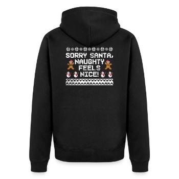 Sorry Santa Naughty Feels Nice Christmas Wortspi - Unisex Premium Organic Zip Hoodie - black - Back - Nico (187cm)
