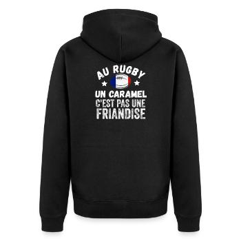 Au Rugby Un Caramel C'est Pas Une Friandise - Veste à capuche bio Premium Unisexe - noir - Dos - Nico (187cm)