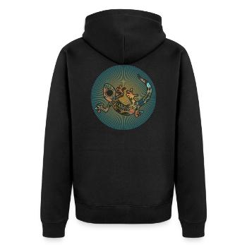 Gecko Reptile Animal - Sun Beams 4 - Unisex Premium Organic Zip Hoodie - black - Back - Nico (187cm)