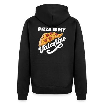 Pizza Is My Valentine Anti Valentine's Day Single - Unisex Premium Bio Zip Hoodie - Schwarz - Hinten - Nico (187cm)