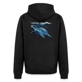 Sea Turtle illustration - Meeres Schildkröte - Unisex Premium Bio Zip Hoodie - Schwarz - Hinten - Nico (187cm)