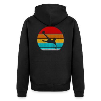 retro vintage soccer - Unisex Premium Organic Zip Hoodie - black - Back - Nico (187cm)