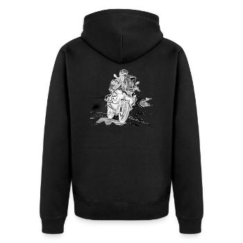 Adventure Bike Kurve special - Unisex Premium Bio Zip Hoodie - Schwarz - Hinten - Nico (187cm)