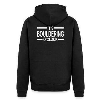 Bouldern Klettern Climbing - Unisex Premium Bio Zip Hoodie - Schwarz - Hinten - Nico (187cm)