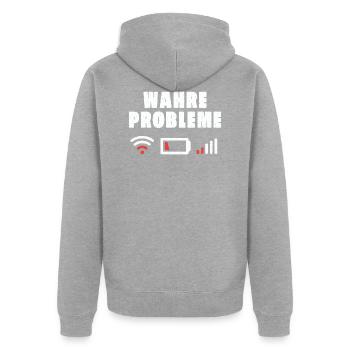 Wahre Probleme Internet WLAN Akku Empfang Geschenk - Unisex Premium Bio Zip Hoodie - Grau meliert - Hinten - Nico (187cm)