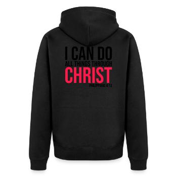 Je peux tout faire par Christ Phil. 4:13 - Veste à capuche bio Premium Unisexe - noir - Dos - Nico (187cm)