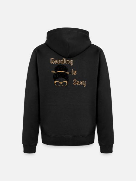 reading is sexy - Unisex Premium Organic Zip Hoodie - black