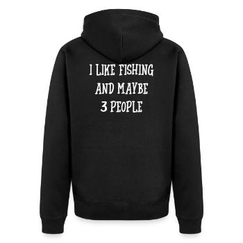 FISHING - Unisex Premium Bio Zip Hoodie - Schwarz - Hinten - Nico (187cm)