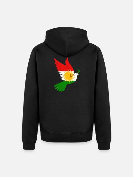 Pigeon Kurdistan Peace - Unisex Premium Organic Zip Hoodie - black
