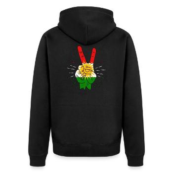 Kurdistan Peace Finger - Unisex Premium Bio Zip Hoodie - Schwarz - Hinten - Nico (187cm)