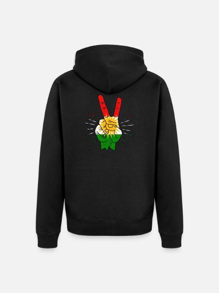 Kurdistan Peace Finger - Unisex Premium Organic Zip Hoodie - black