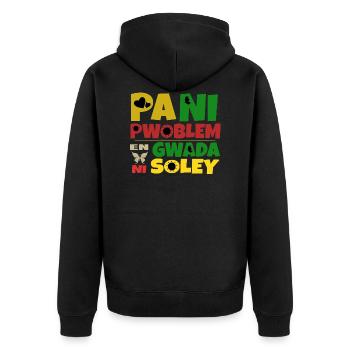 Pani pwoblem en Gwada ni soley - Veste à capuche bio Premium Unisexe - noir - Dos - Nico (187cm)