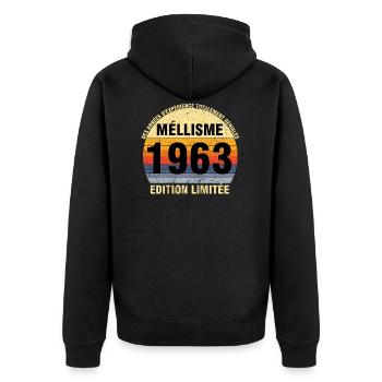Millésime 1963 Cadeau Anniversaire vintage 1963 - Veste à capuche bio Premium Unisexe - noir - Dos - Nico (187cm)