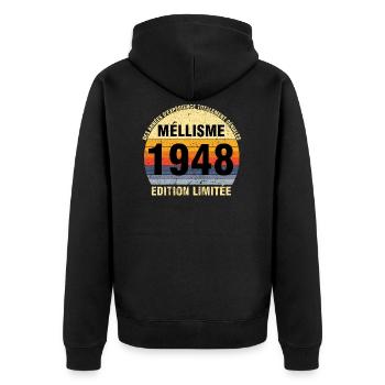 Millésime 1948 Cadeau Anniversaire vintage 1948 - Veste à capuche bio Premium Unisexe - noir - Dos - Nico (187cm)