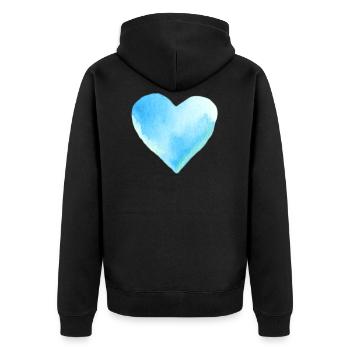 Blaues Herz Wasserfarben Geschenkidee - Unisex Premium Bio Zip Hoodie - Schwarz - Hinten - Nico (187cm)