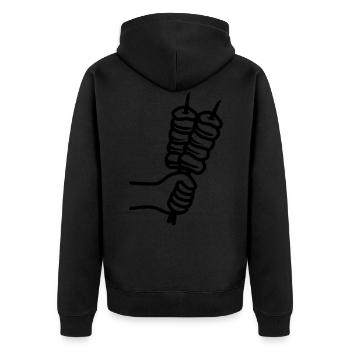 Spieß grill Icon - Unisex Premium Bio Zip Hoodie - Schwarz - Hinten - Nico (187cm)