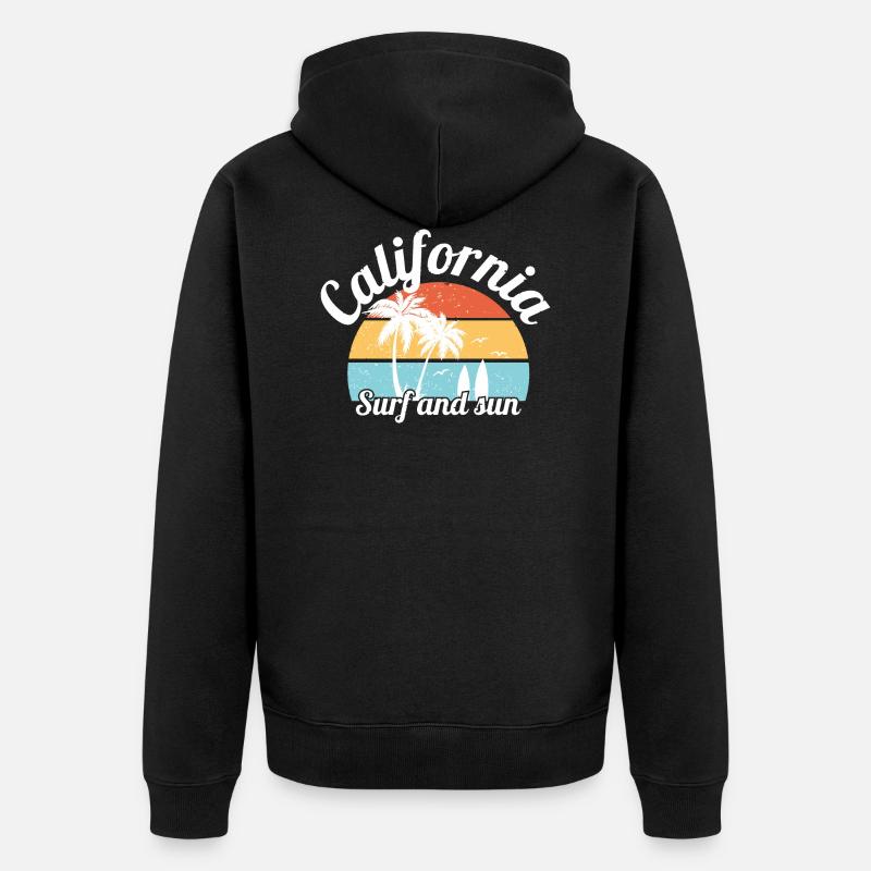 california surf and sun - Veste à capuche bio Premium Unisexe - noir