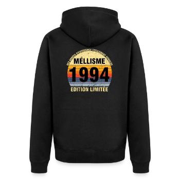 Millésime 1994 Cadeau Anniversaire vintage 1994 - Veste à capuche bio Premium Unisexe - noir - Dos - Nico (187cm)