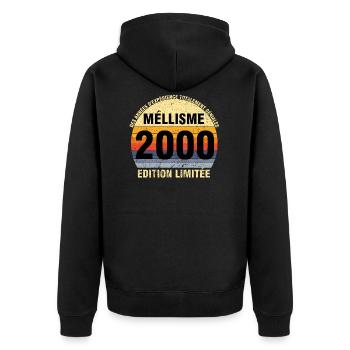 Millésime 2000 Cadeau Anniversaire vintage 2000 - Veste à capuche bio Premium Unisexe - noir - Dos - Nico (187cm)
