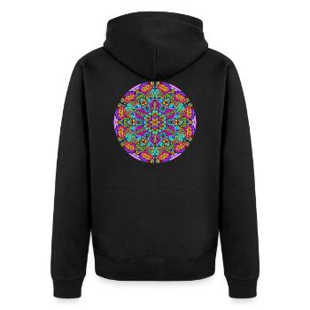 Fleur de vie dans un mandala 3 - Veste à capuche bio Premium Unisexe - noir - Dos - Nico (187cm)