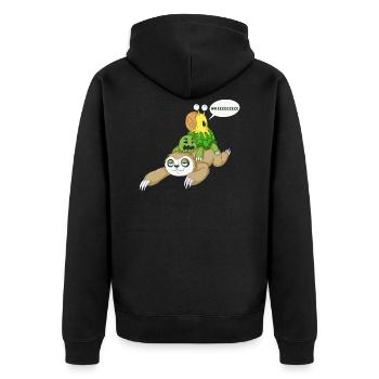 sloth snail and turtle - Unisex Premium Organic Zip Hoodie - black - Back - Nico (187cm)