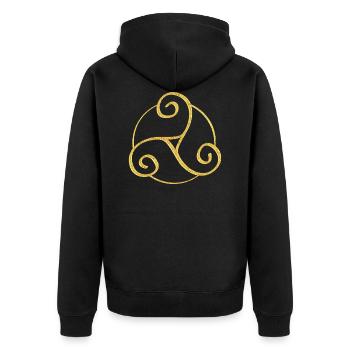 Triskele - Celtic Symbol 3 - Unisex Premium Bio Zip Hoodie - Schwarz - Hinten - Nico (187cm)