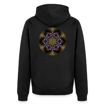 Flower Of Life In A Mandala 4 - Unisex Premium Organic Zip Hoodie - black - Back - Nico (187cm)