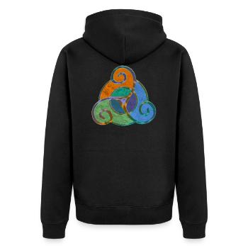 Triskele - Celtic Symbol Design 5 - Unisex Premium Bio Zip Hoodie - Schwarz - Hinten - Nico (187cm)