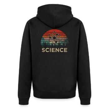 science atom vintage - Unisex Premium Organic Zip Hoodie - black - Back - Nico (187cm)