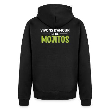 Vivons d'amour et de mojitos - Veste à capuche bio Premium Unisexe - noir - Dos - Nico (187cm)