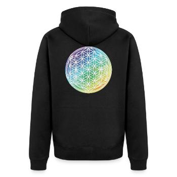 Flower of Life Rainbow Gift Idea 005-034 - Unisex Premium Organic Zip Hoodie - black - Back - Nico (187cm)