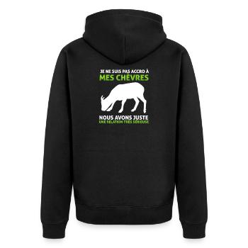 Chèvres Je Ne Suis Pas Accro Humour Chèvre - Veste à capuche bio Premium Unisexe - noir - Dos - Nico (187cm)