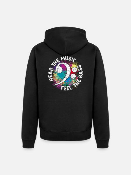 Feel the bass. Bass clef - Unisex Premium Organic Zip Hoodie - black