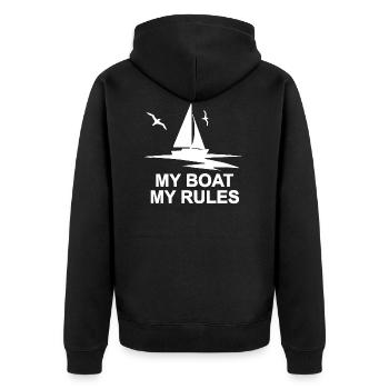 Sail - Unisex Premium Organic Zip Hoodie - black - Back - Nico (187cm)