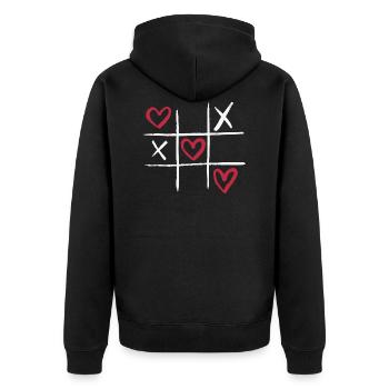 Original Liebes Motiv Partnerlook Pärchen - Unisex Premium Bio Zip Hoodie - Schwarz - Hinten - Nico (187cm)