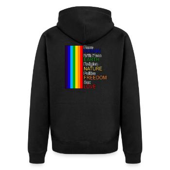 Humanity Rainbow - Unisex Premium Bio Zip Hoodie - Schwarz - Hinten - Nico (187cm)