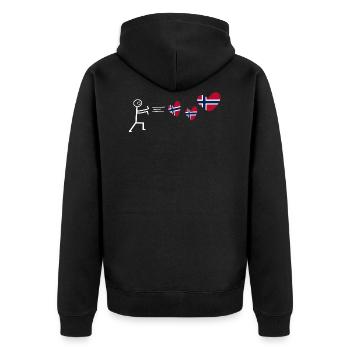 norwegen oslo love norwegisch norway norweger - Unisex Premium Bio Zip Hoodie - Schwarz - Hinten - Nico (187cm)